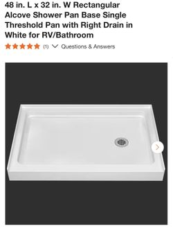 SB4832R 48 in. L x 32 in. W Rectangular Alcove Shower Pan Base