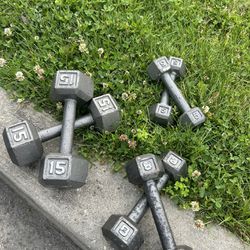 SET OF 6 DUMBBELL 2-5/2-8/2-15 PRE-OWNED 