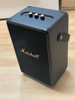 Marshall Tufton Portable Wireless Bluetooth Speaker with Bass / Treble / Volume Controls and 3.5 mm Auxiliary Input - Black/Brass
