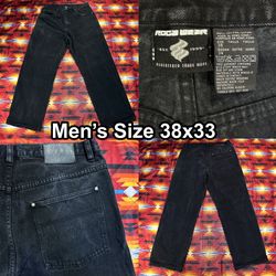 Vintage Y2K Rocawear Baggy Wide Leg Washed Black Jeans Men’s Size 38x33