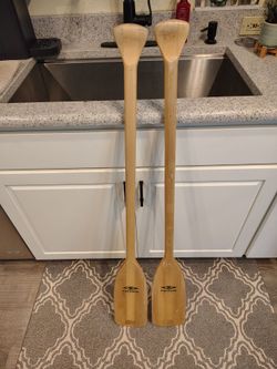 (2) Carlisle Wooden Canoe Paddles