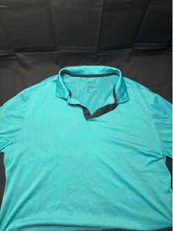 Nike Golf Tiger Woods Collection Dri-Fit Teal Texture Pattern Polo LG