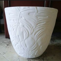 White Planter Monstera Design Commercial Grade 