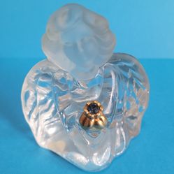 Fenton Art Glass Clear Guardian Angel With Gold Flower 3.5" Tall 