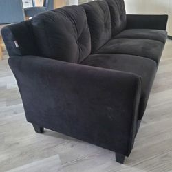 Sofa 3 Seater Black Velvet