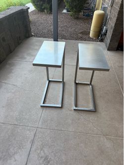 Brushed steel side tables
