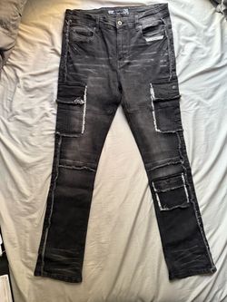 SOC Stacked Cargo Denim Jeans Black