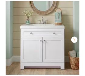 Everdean 37 in. Single Sink White Freestanding Bath Vanity with White Cultured Marble Top (Assembled)