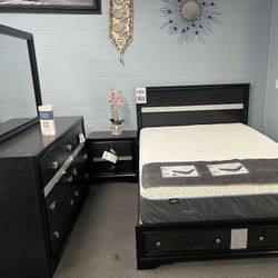 4PC Black Queen Bedroom Set 