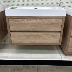 Oasis Oak Wall Hung Vanity And Top