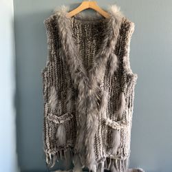 Olivia M. Rabbit Fur Women’s Belted Vest