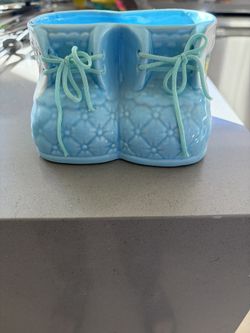 Blue Baby Bootie Vase