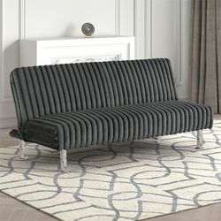 Brand New Charcoal Grey Corduroy Modern Futon Sofa Bed 