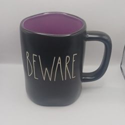 Rae Dunn Artisan Collection by Magenta "Beware" MugBlack/Purple Inside