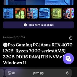 ASUS RTX 4070 GAMING PC FOR SALE (WHITE RGB TOWER) 