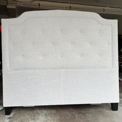 Oatmeal/Beige Upholstered Fabric Queen Size Headboard