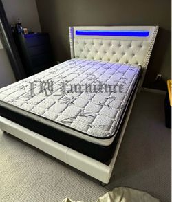 New Queen bed frame with mattress