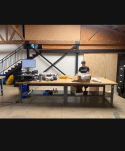 Uline Large Industrial Workbench with Shelving