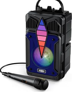 Portable Bluetooth Speaker with Microphone, Wireless Outdoor Speaker with RGB Rhythm Light, Deep Bass, Phone Holder, Ideal for Home, Parties & Outdoor