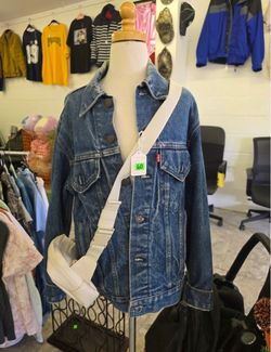 Vintage Levi blue denim trucker jacket,  $60
