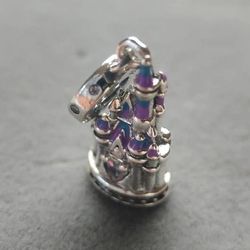 S925 pure silver colorful castle charm bead pendant suitable for women's bracelet accessories
