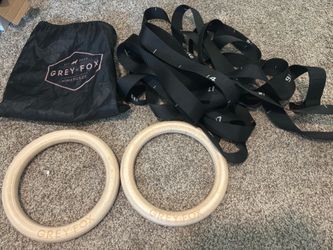 Grey Fox Wooden Gymnastics Rings with Straps