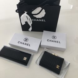 Chanel Fashion Lady’s  Set Compact Small Wallet  And Keys Case Patent Leather