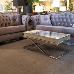 Brand New Gray Velvet Modern Sofa + Loveseat 2PCs Set