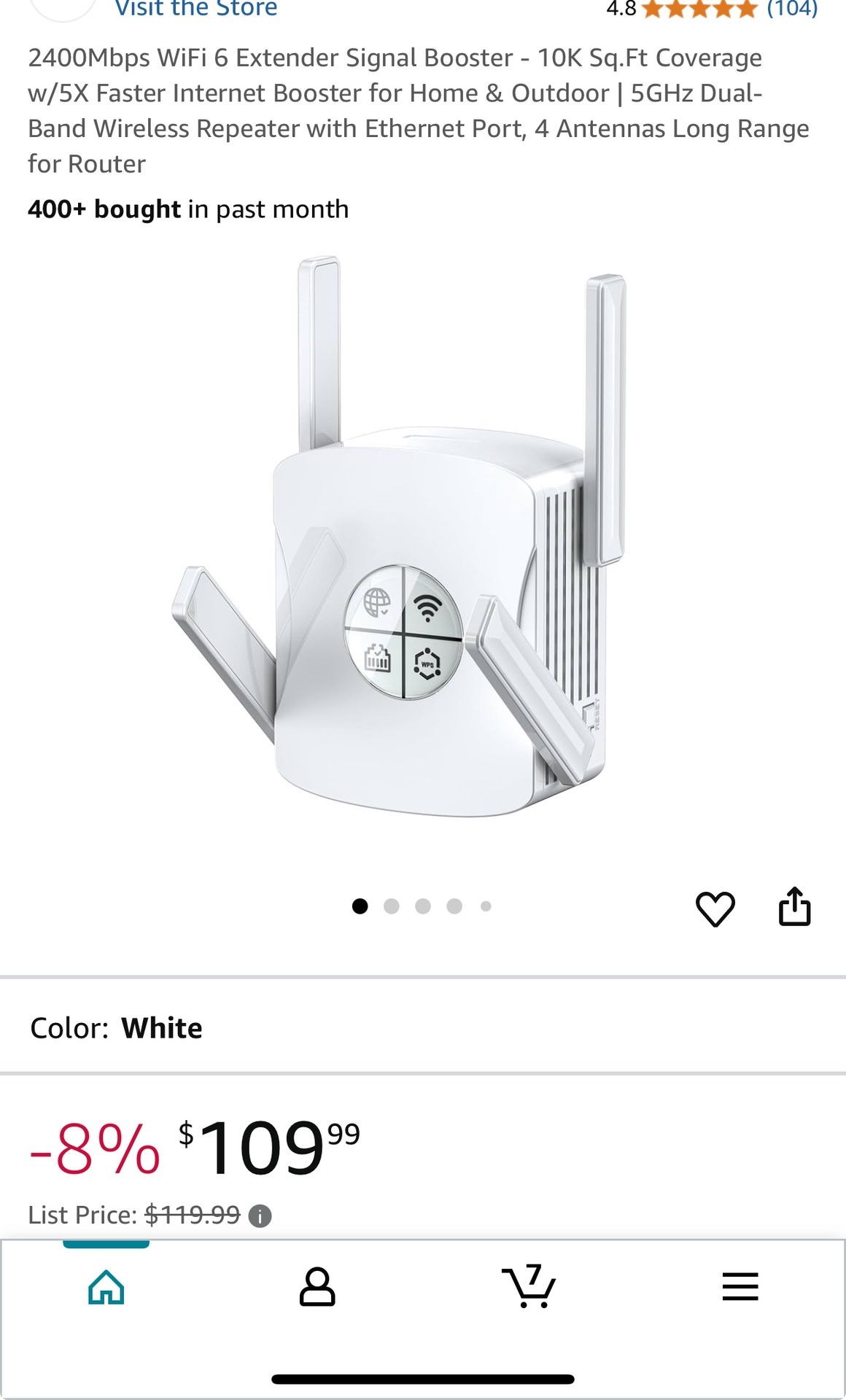 2400Mbps WiFi 6 Extender Signal Booster - 10K Sq.Ft Coverage w/5X Faster Internet Booster for Home & Outdoor