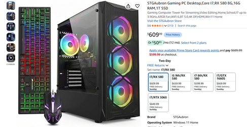 STG Aubron Gaming PC Desktop, Core I7, RX 580 8G,16G RAM,1T SSD