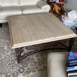 45” Cocktail Table   Iron Base  With Marble Top