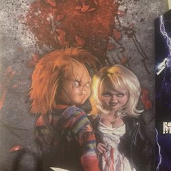 Chucky And Tiffany Hard Frame Poster 