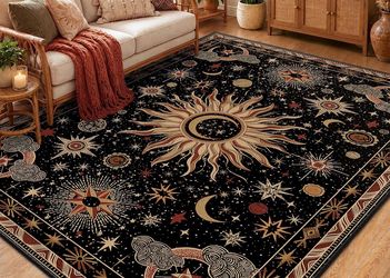 Sun and Moon Boho Gothic Area Rug - 5 X 7