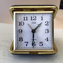 Vintage MCM Elgin Folding Wind Up Alarm Clock