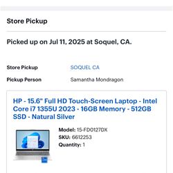 HP - 15.6" Full HD Touch-Screen Laptop - Intel Core i7 1355U 2023 - 16GB Memory - 512GB SSD - Natural Silver