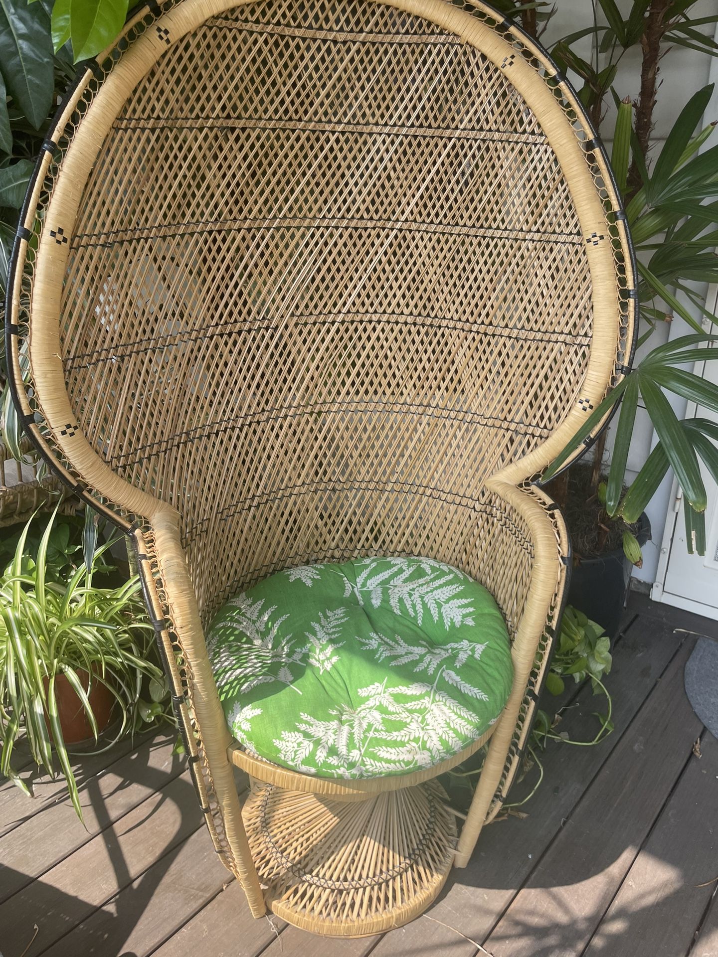 Rattan wicker fan back peacock chair wedding baby shower photography studio