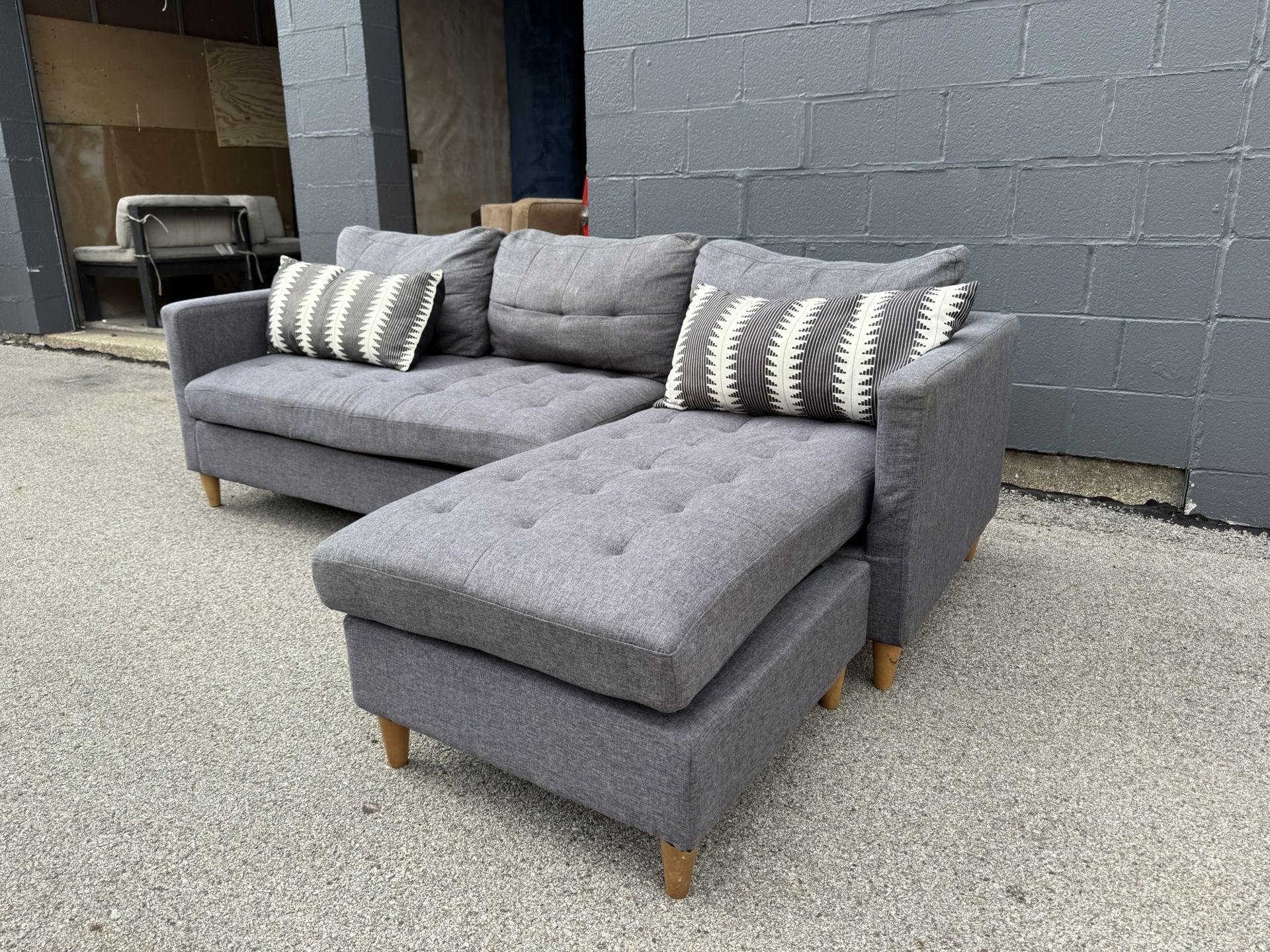 Modern Gray Reversible Sectional Couch - Free Curbside Delivery!