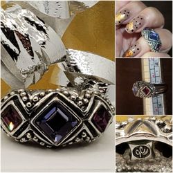 LOVELY RING JUST CAVALLI, GARNET STONES, Sz7, THIS GORGEOUS RING HAS 3 BEAUTIFULS GARNET STONES ON IT. #853
