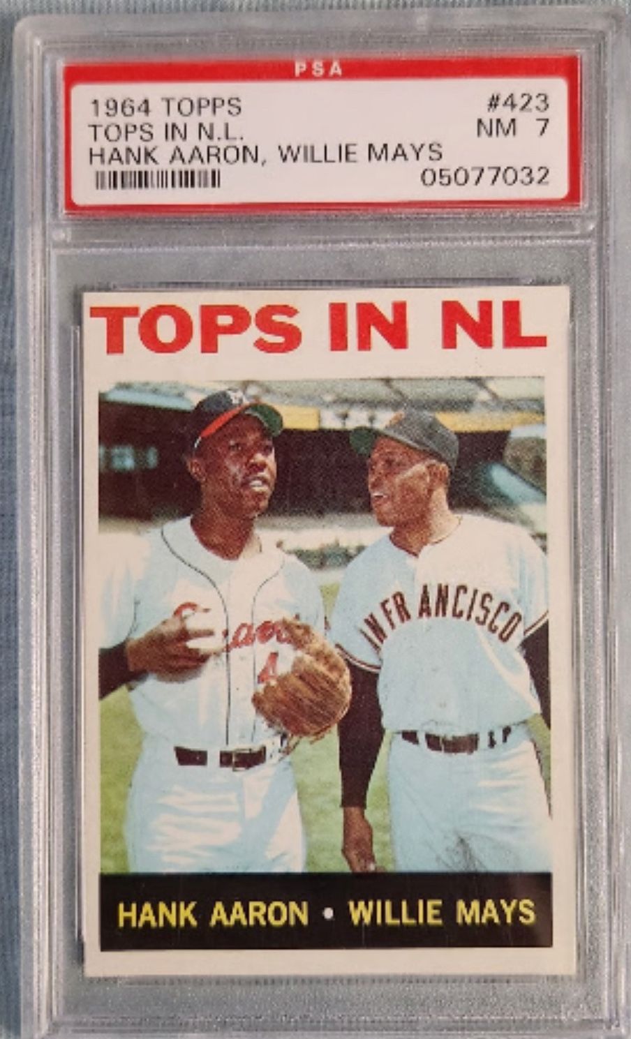 64 Topps N.L Hank Aaron /Willie Mays PSA 7