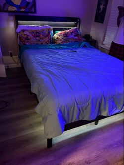 FULL SIZE BED w/ LED and charger ports $175 or best offer