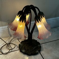 Vintage Meyda Tiffany Style Pond Lily 5-Light Lamp