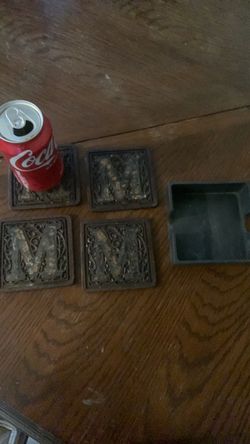 Letter M Decorative Coaster Set with Holder