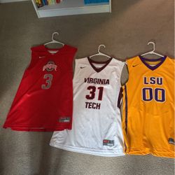 Threee Collage Mens Basketball Jersey’s Size L