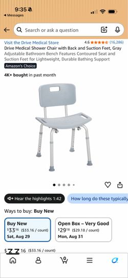 Drive Medical Shower Chair with Back