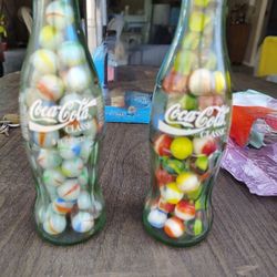 Old Marbles Inside An Old Coke  Bottle