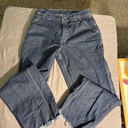 Carhartt Mens 34x32 Loose Fit Carpenter Jeans Utility Work Pants Denim