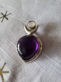 Gorgeous sterling silver stamped Amethyst, moonstone pendant