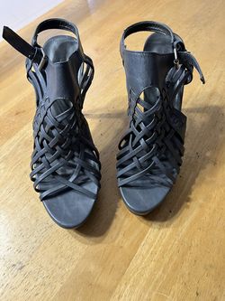 Dark Gray Woven Platform Heels