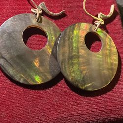 PF antique Abalone shell earrings Sterling silver