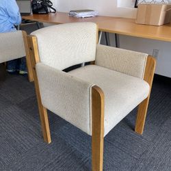 2x Office/Guest Chair – Wood Frame & Upholstered Seats 